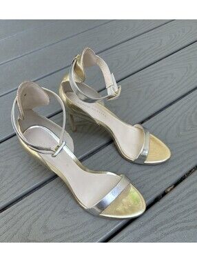 Sophia Webster Silver Patent Leather Strappy Stiletto Heel Sandals 37 US 6.5
